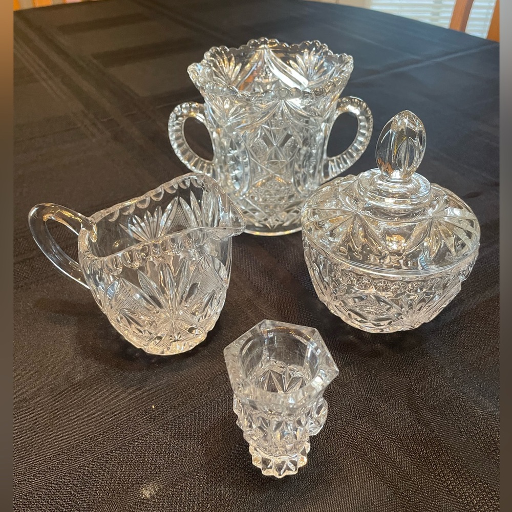 Elegant Crystal Cream/Sugar Set with butter dish